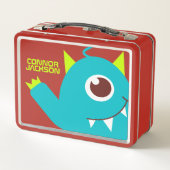 Lunch Box Un oeil alien monstre bleu enfant nom boîte à déje (Dos)