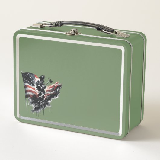 Lunch Box Un pompier américain.Drapeau des Etats-Unis. (Devant)