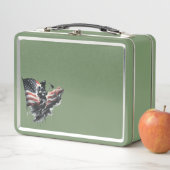 Lunch Box Un pompier américain.Drapeau des Etats-Unis. (En situation)