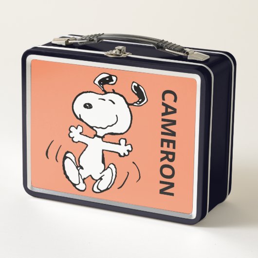 Lunch Box Une danse joyeuse de Snoopy | Ajouter Votre Nom (Devant)