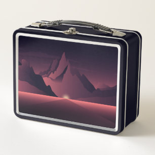 Lunch Box Une illustration de coucher de soleil en montagne