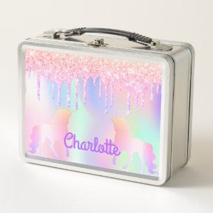 Lunch Box Unicorn rose parties scintillant gouttes brillant