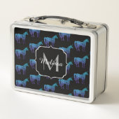 Lunch Box Unicorn Sparkles aqua blue ombre motif Monogramme (Dos)