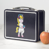 Lunch Box Unicorne à l'écoute de musique avec casque (En situation)