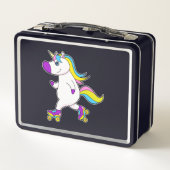 Lunch Box Unicorne au patinage en ligne avec patins à roulea (Dos)