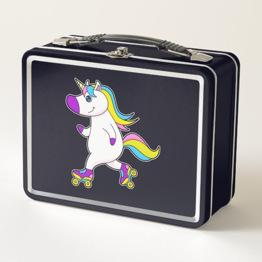Lunch Box Unicorne au patinage en ligne avec patins à roulea (Devant)