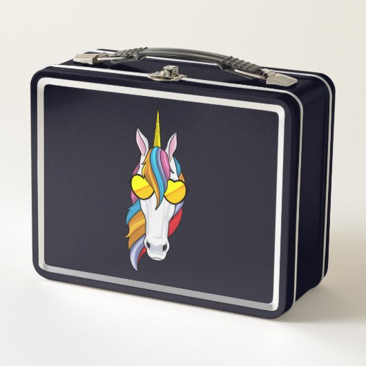Lunch Box Unicorne avec lunettes de soleil (Devant)