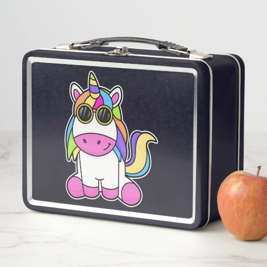 Lunch Box Unicorne avec lunettes de soleil (En situation)