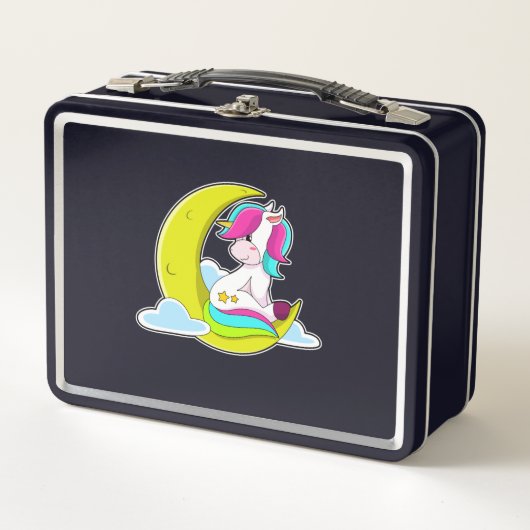 Lunch Box Unicorne avec nuages et lune (Devant)