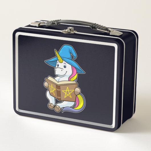 Lunch Box Unicorne en tant qu'assistant avec livre et Casque (Devant)