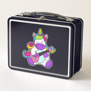 Lunch Box Unicorne en tant que musicien avec guitare