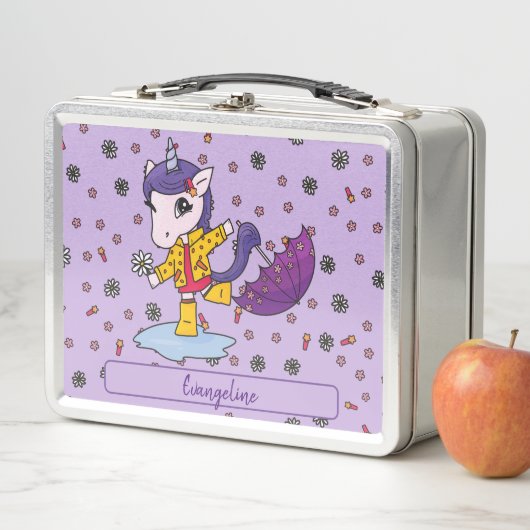Lunch Box Unicorne florale mignonne et simple violet (En situation)