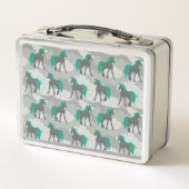 Lunch Box Unicorne grise et Turquoise Personnalisée (Dos)