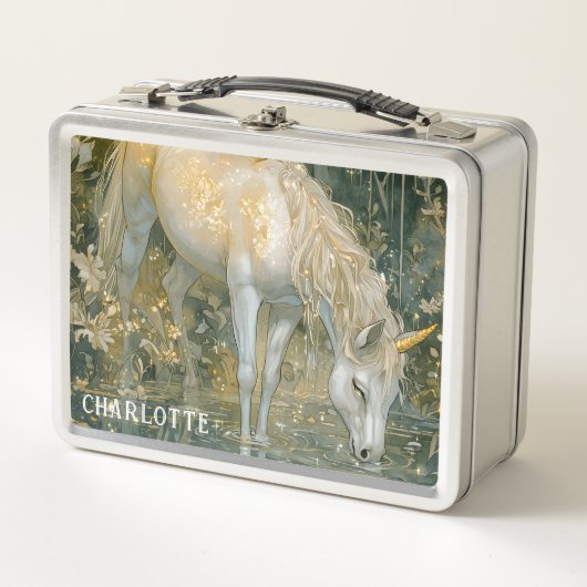 Lunch Box Unicorne personnalisée Forêt enchantée (Devant)