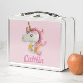 Lunch Box Unicorne rose personnalisée (En situation)