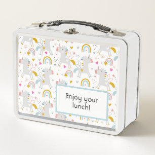 Lunch Box Unicorns Boîte à lunch métallique Texte modifiable