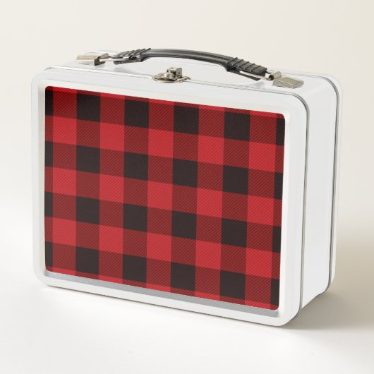 Lunch Box vacances d'hiver rustique plaid de buffle noir rou (Devant)
