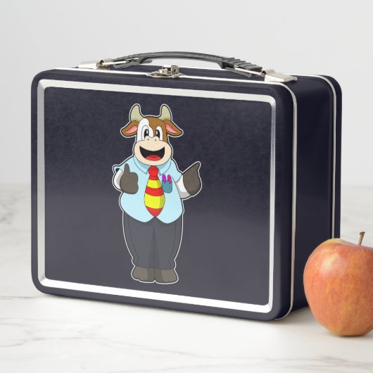 Lunch Box Vache comme enseignant avec Cravate (En situation)