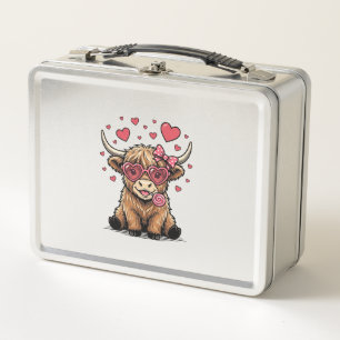 Lunch Box Vache des Highlands mignonne Saint-Valentin lunett