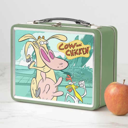 Lunch Box Vache et poulet à courir graphique (En situation)