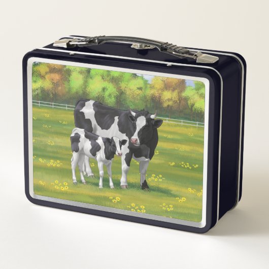 Lunch Box Vache Holstein et veau mignon en pâturage d'été (Dos)