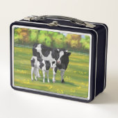 Lunch Box Vache Holstein et veau mignon en pâturage d'été (Devant)
