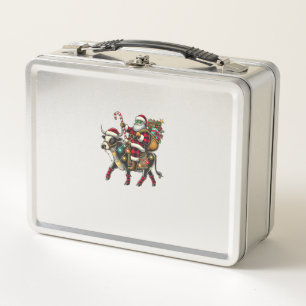Lunch Box Vache Noël Père Noël Buffalo Plaid Noël Vache Love