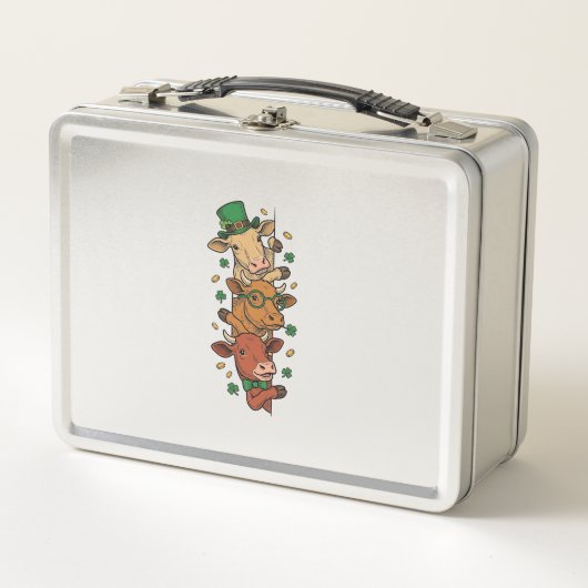Lunch Box Vaches empilées mignonnes St Patrick Gravure vinta (Devant)