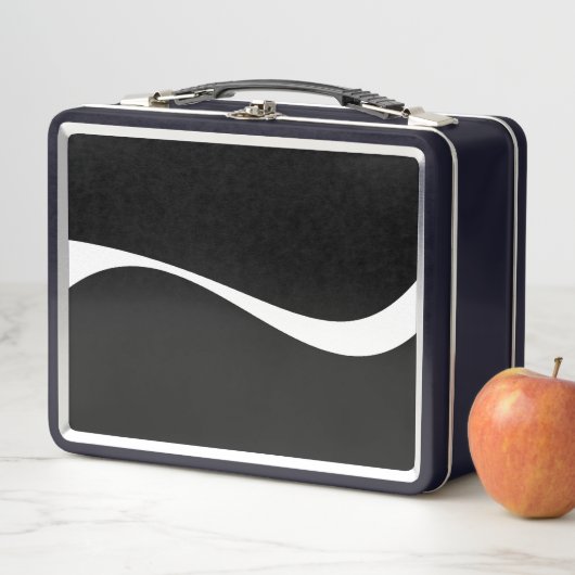 Lunch Box Vagues simples 2 - Noir et blanc (En situation)