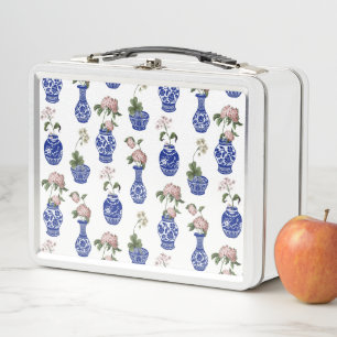Lunch Box Vases et fleurs bleus de chinoiserie