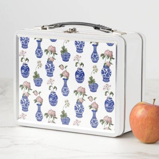 Lunch Box Vases et fleurs bleus de chinoiserie (En situation)