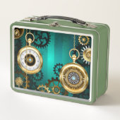 Lunch Box Veille bijoux Steampunk sur un Arrière - plan vert (Devant)