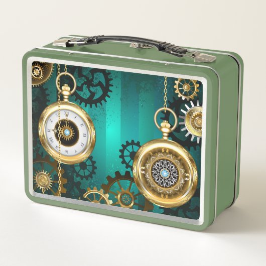 Lunch Box Veille bijoux Steampunk sur un Arrière - plan vert (Dos)