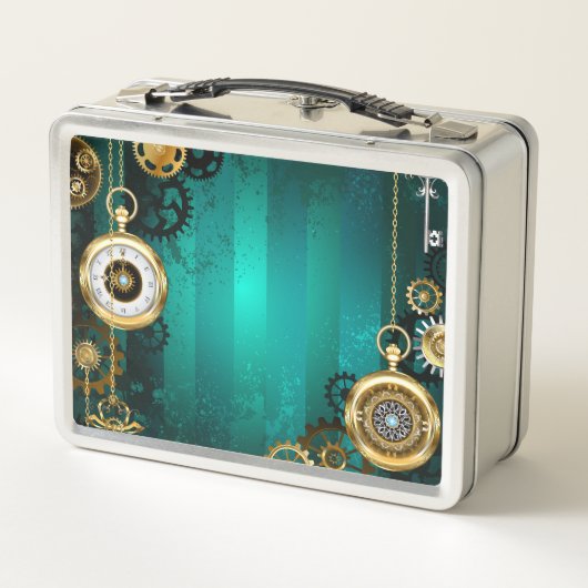 Lunch Box Veille bijoux Steampunk sur un Arrière - plan vert (Dos)