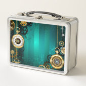 Lunch Box Veille bijoux Steampunk sur un Arrière - plan vert (Devant)