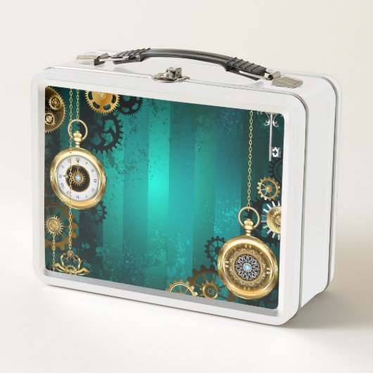 Lunch Box Veille bijoux Steampunk sur un Arrière - plan vert (Devant)