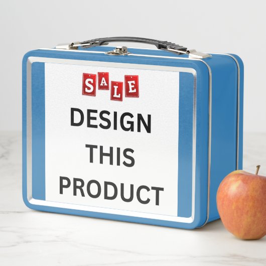 Lunch Box VENTE ! Boîtier en métal - Bleu clair - Personnali (En situation)