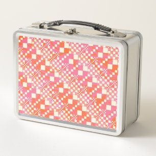 Lunch Box Vérifié, Chèques - rose, orange et crème