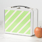 Lunch Box Vert citron vert et beige cinq rayures motif (En situation)