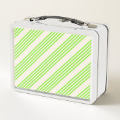 Lunch Box Vert citron vert et beige cinq rayures motif (Dos)