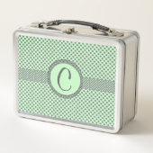 Lunch Box Vert menthe avec Pois gris-Monogramme STaylor (Devant)