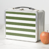 Lunch Box Vert mousse foncé et rayures blanches (En situation)
