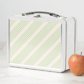 Lunch Box Vert pâle et beige cinq rayures motif (En situation)