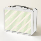 Lunch Box Vert pâle et beige cinq rayures motif (Dos)