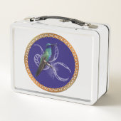 Lunch Box Vert turquoise et bleu avec colibri violet (Dos)