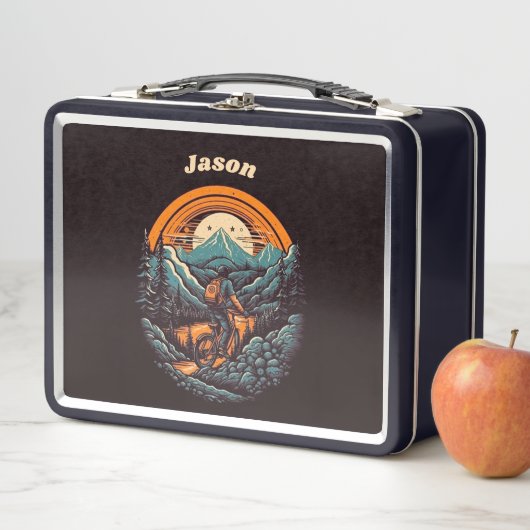 Lunch Box Vie cyclable, personnalisable rétro (En situation)
