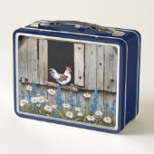 Lunch Box Vieille Grange En Bois Avec Fleurs sauvages Bleus (Dos)
