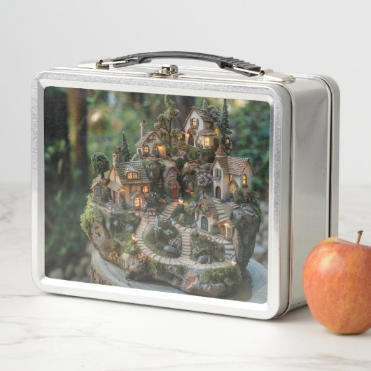 Lunch Box Village de Gnome sur un tronc d'arbre (En situation)