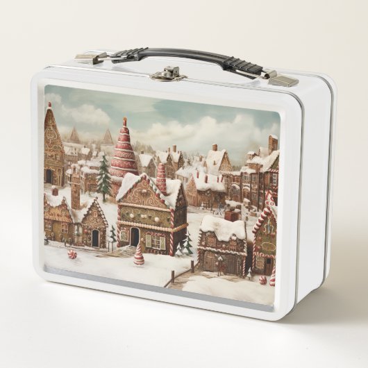 Lunch Box Village vintage de pain d'épices (Devant)
