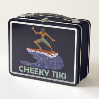 Lunch Box Vintage 90s Cheeky Tiki Surfing Retro Cartoon